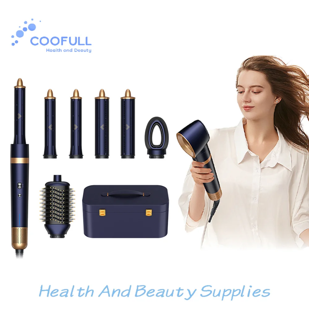 Coofull Hair Dryer 5In1 Afro Comb One Step Electric Styler Automatic Curler Straightener Blow Dryer Comb Hot Air Brush Factory