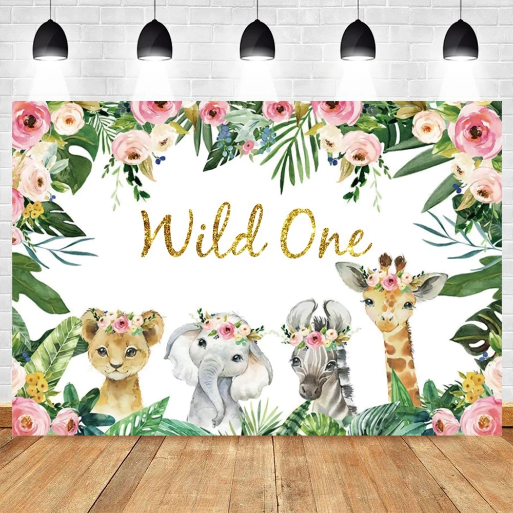 Tropical Jungle Safari Photography Backdrop Kid 1st Wild One Newborn Baby Birthday Party Photozone Family Shoot Photo Background