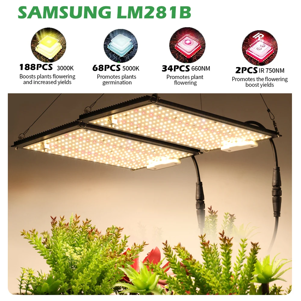 LED Grow Light Samsung LM281B Full Spectrum For Flowers Vegetables 2 Models Dimmable Phyto Lamp For Greenhouse Plant Waterproof