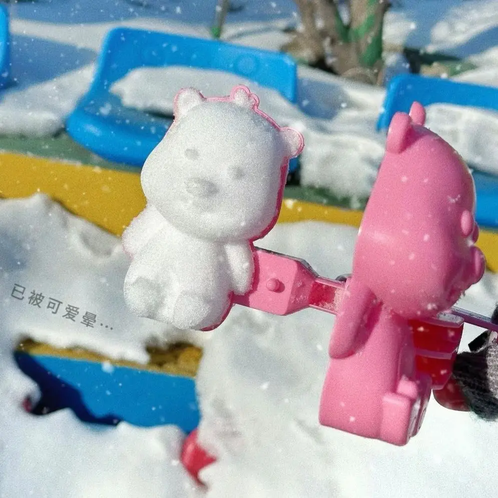 Hello Kitty Cute Cartoon Snowball Mold Little Beaver Loppy Snowman Making Mold Children Hand Make Snowmantoys