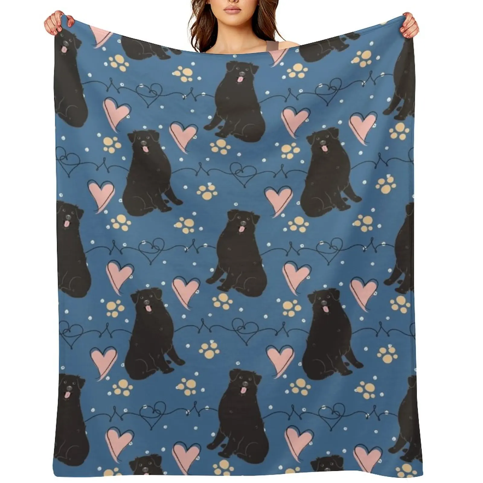 

LOVE Black Australian Shepherd Throw Blanket Sofa Quilt Thermal Extra Large Throw Soft Plaid Blankets