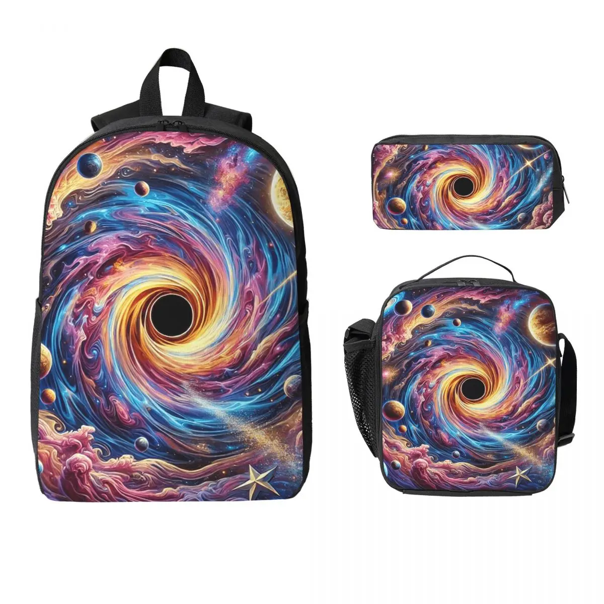 

Ethereal Vortex Backpack Student Boys Girls BookBag School Bag Computer Shoulder Bags 3ps Insulated Lunch Bag Pencil Case