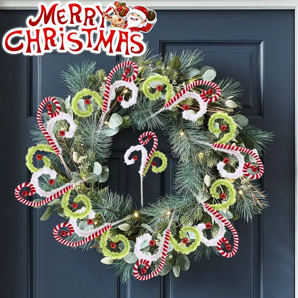 10/1 قطعة عيد الميلاد الملونة الغزل مصاصة قصاصات شجرة عيد الميلاد قصب الحلوى فرع معلقة قلادة Craft بها بنفسك الحرفية ديكور المنزل الطرف #2