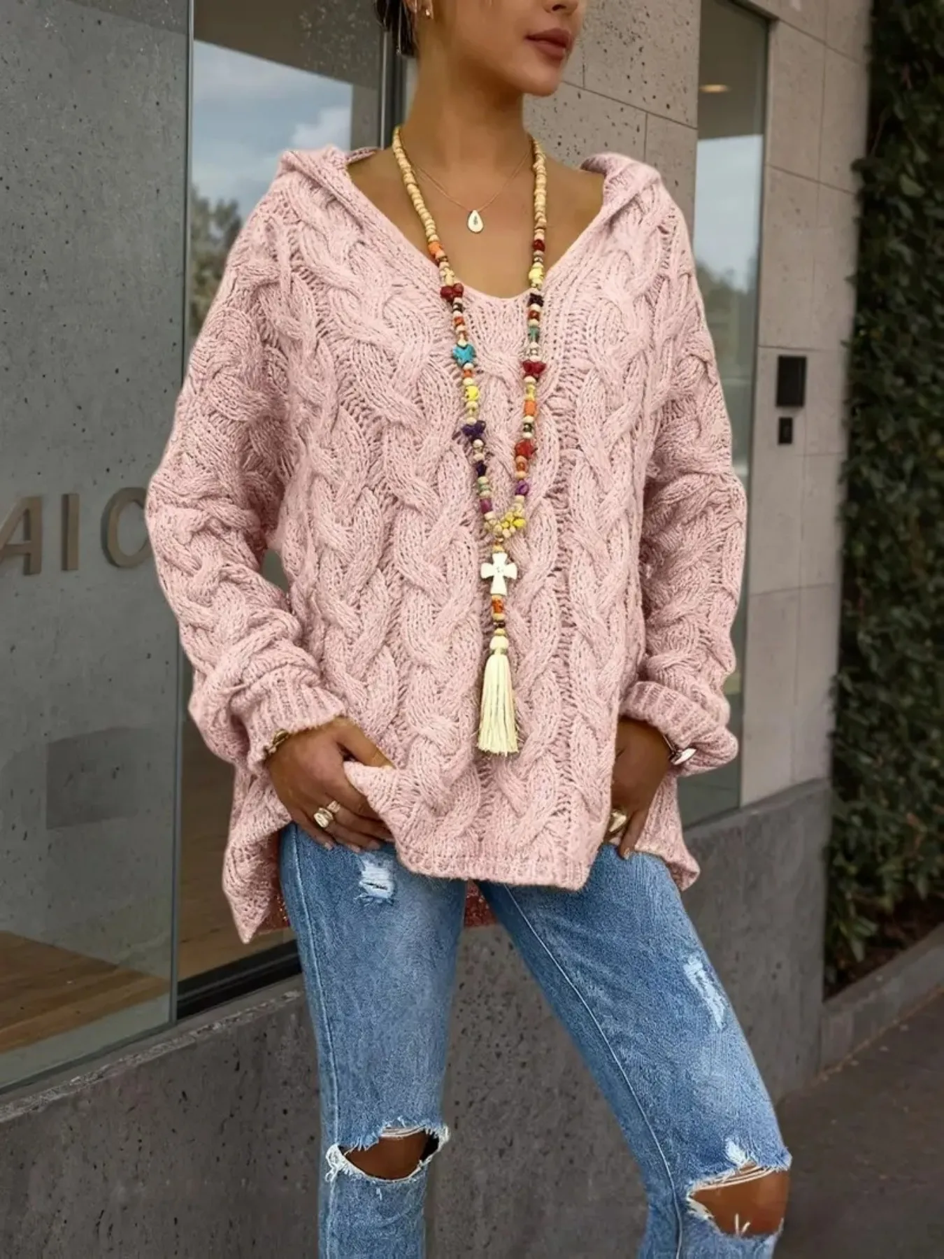 سترة محبوكة من التويد بلون سادة لموسم الخريف والشتاء الجديد #3