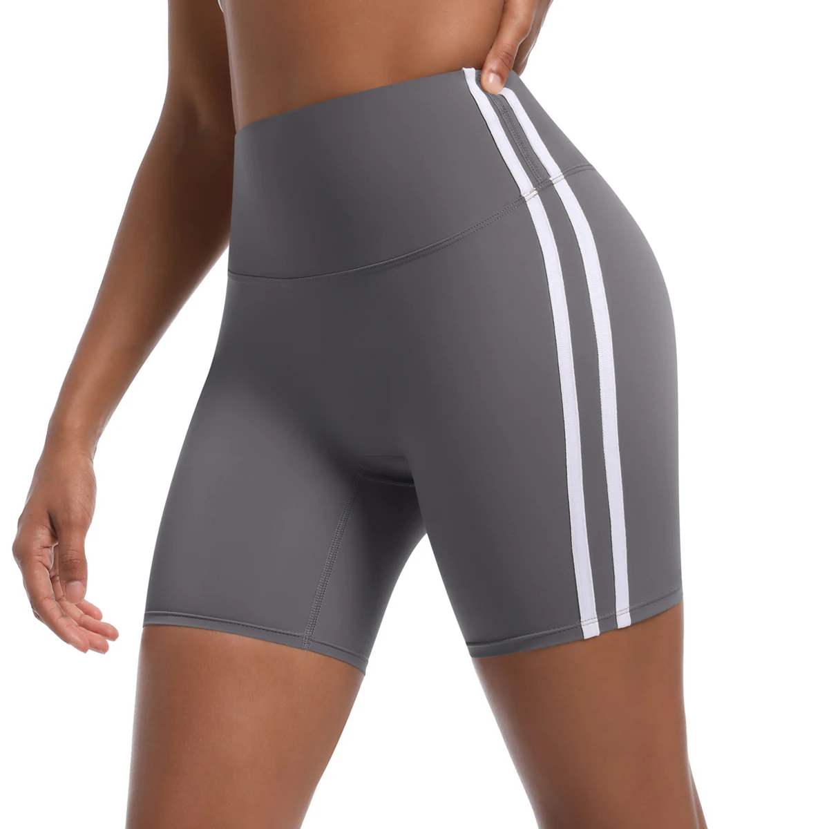 Sportswear Stripe Yoga Shorts Women Fitness Running Cycling Shorts Seamless Leggings High Waist Workout Gym Scrunch Butt Shorts