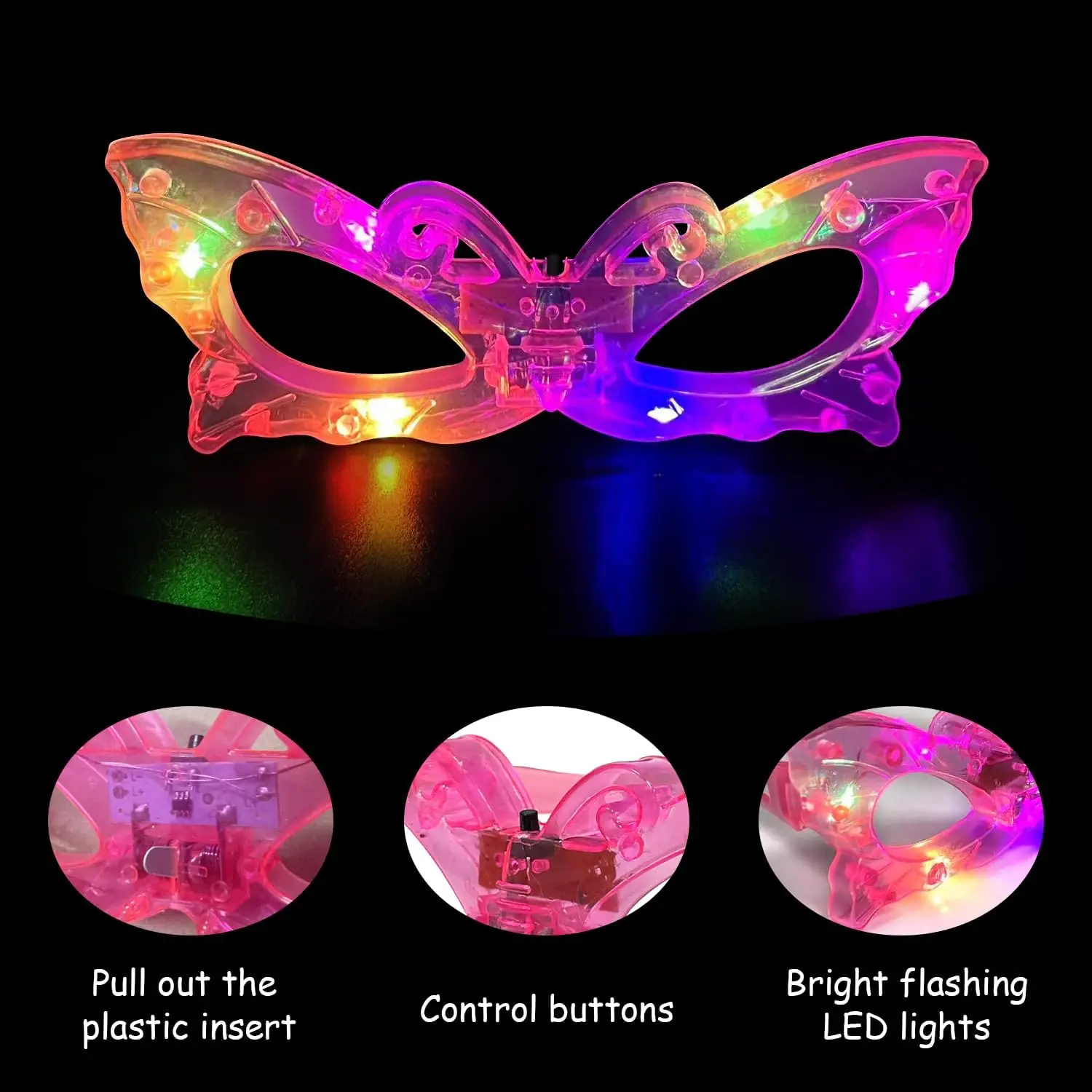 12 buah Kacamata LED yang Meny - Glow In The Dark Party Glasses ulasan dan harga