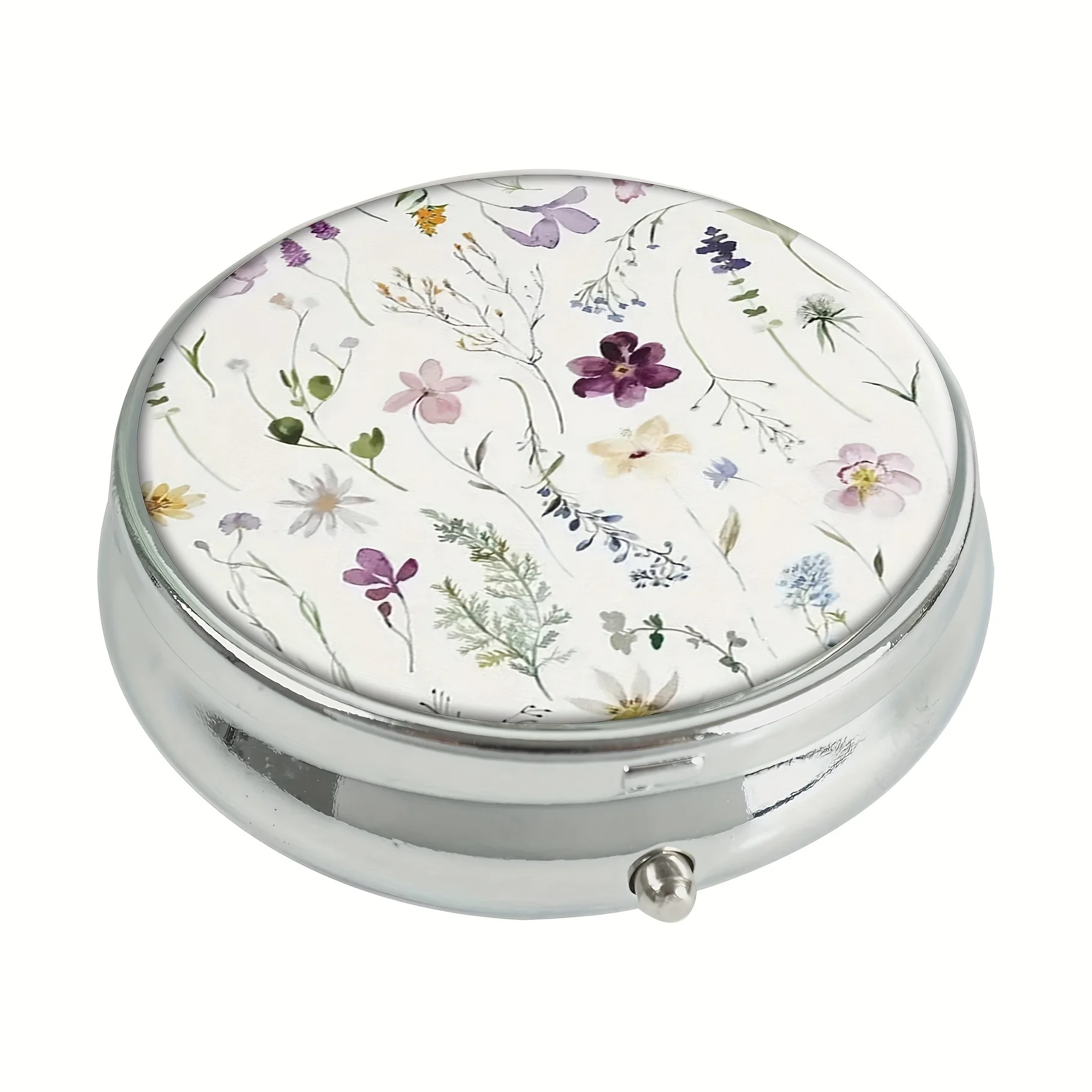 Stylish Floral Pattern 3-Frame Medicine Box - Portable Travel Medicine Storage Box,Small Medicine Box to Fit Wallet or Pocket