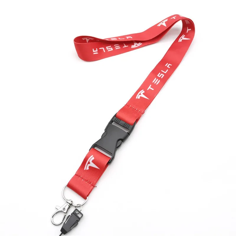 Lanyard Nylon Printing Emblem Style Black White Red Blue Keychain For Tesla Model 3 X Y  Car Motorcycle Accessories Fashion Gift