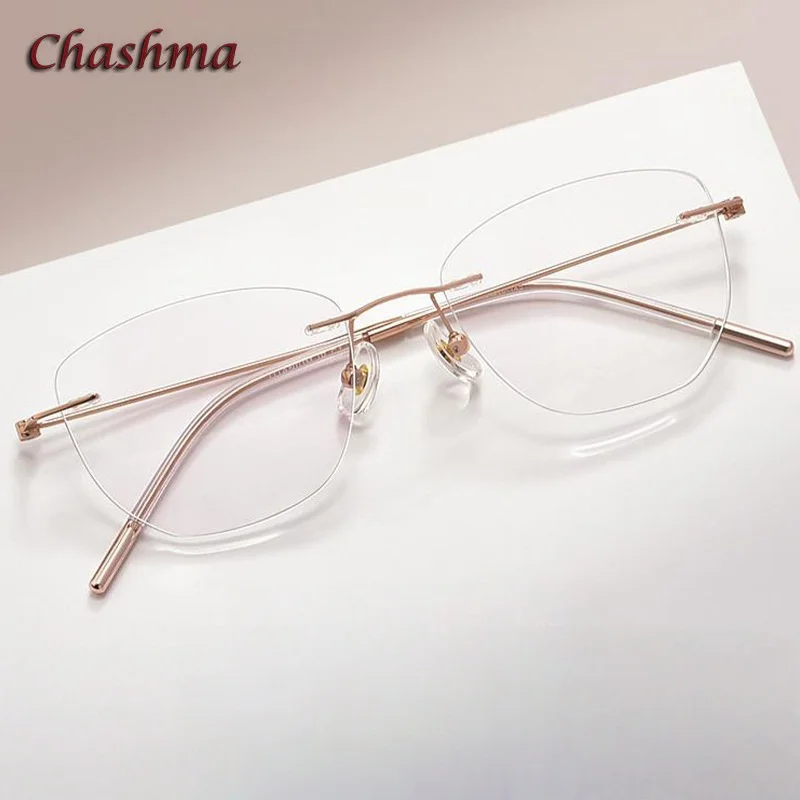 

Chashma Glasses Frame Rimless Titanium Ultra Light Optical Frame for Recipe Lens Elegant Optical Women Light Eyewear Spectacle