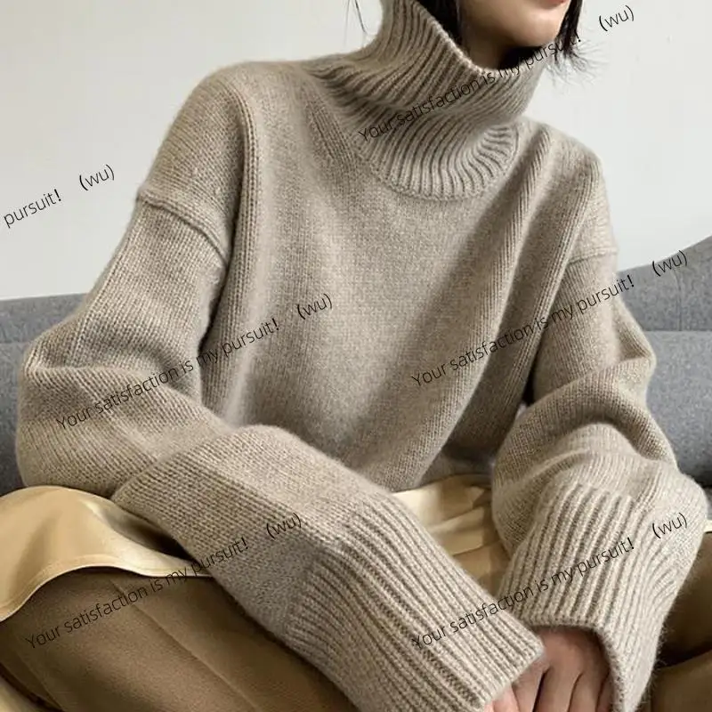 

ZOCI-Autumn and Winter Turtleneck Top Women's Loose Lazy Wind Pullover Knitted Warm and Skinny Bottom Sweater