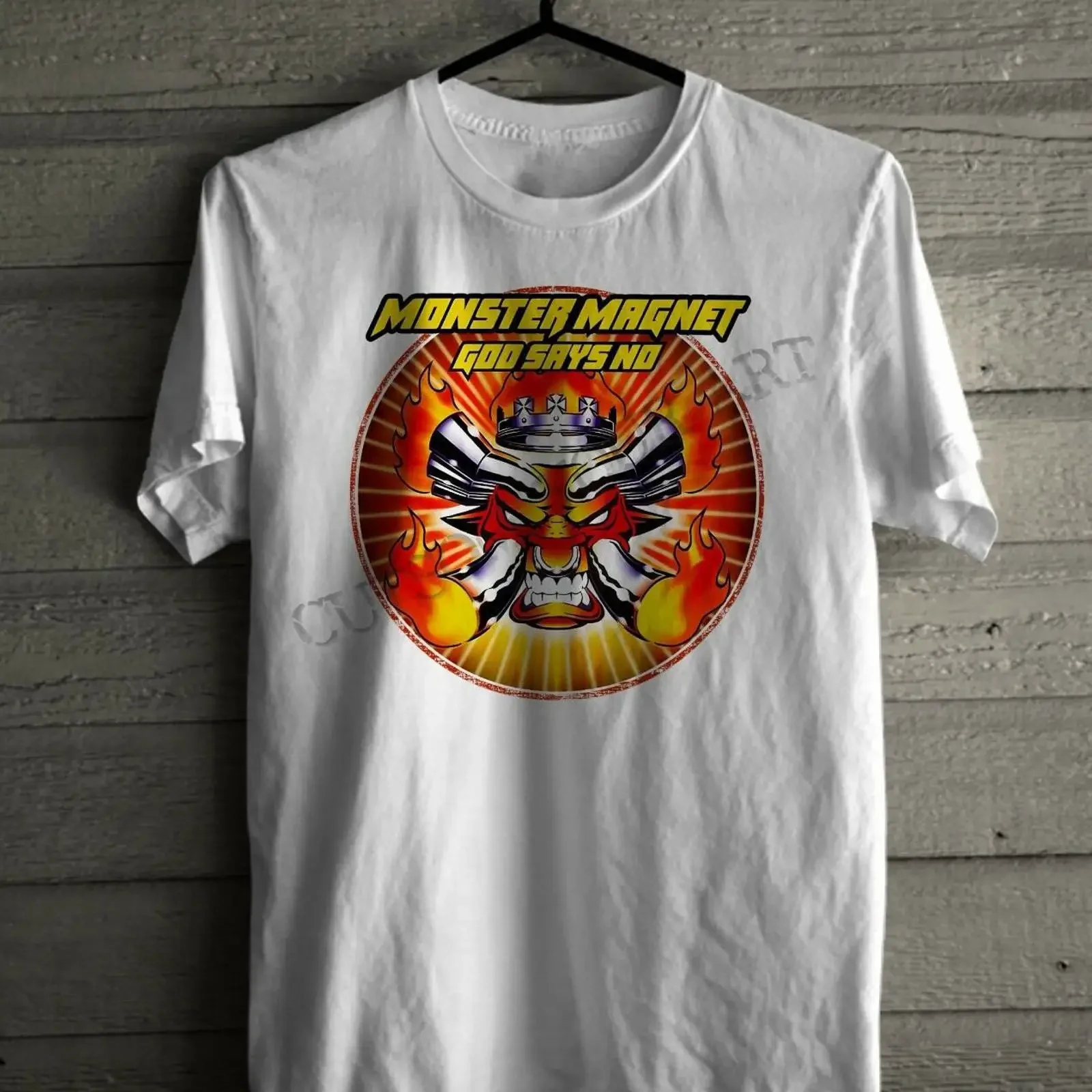 MONSTER MAGNET Heavy Metal Band God Says No Logo Men's T shirt vintage Washed Versatile Casual Unisex homme Stylish streetwear