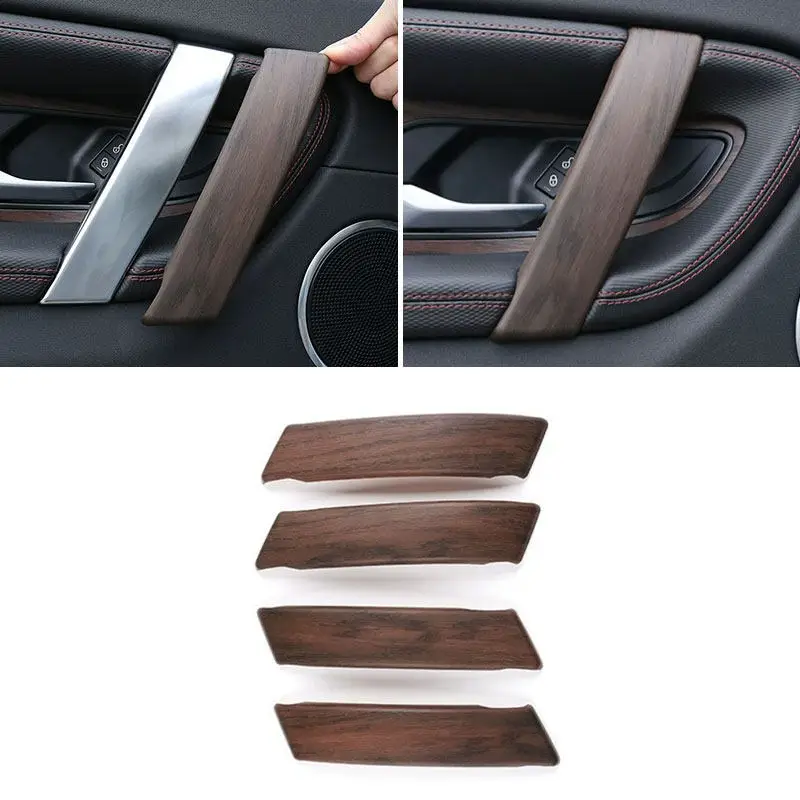 ABS Wood Texture Car Accessories Interior Door Handles Panel Pull Cover Trim For Land Rover Discovery Sport 2020 2021 2022
