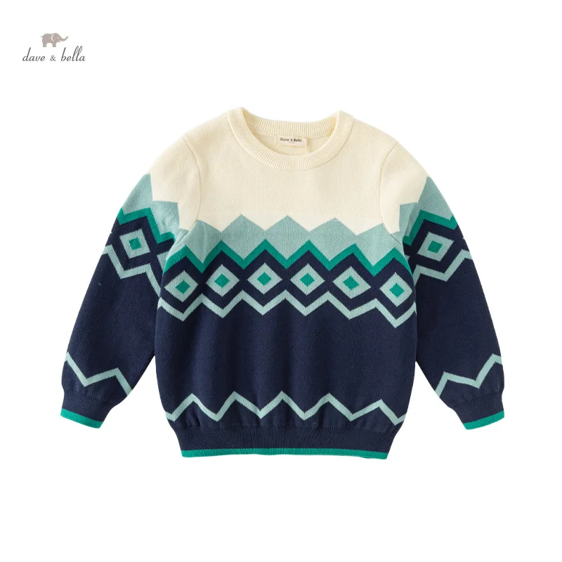 Dave Bella 2023 New Winter Boys Children Tops Knitted Sweater Pullover Fashion Casual Cool Pure Cotton Undershirt DK4236644