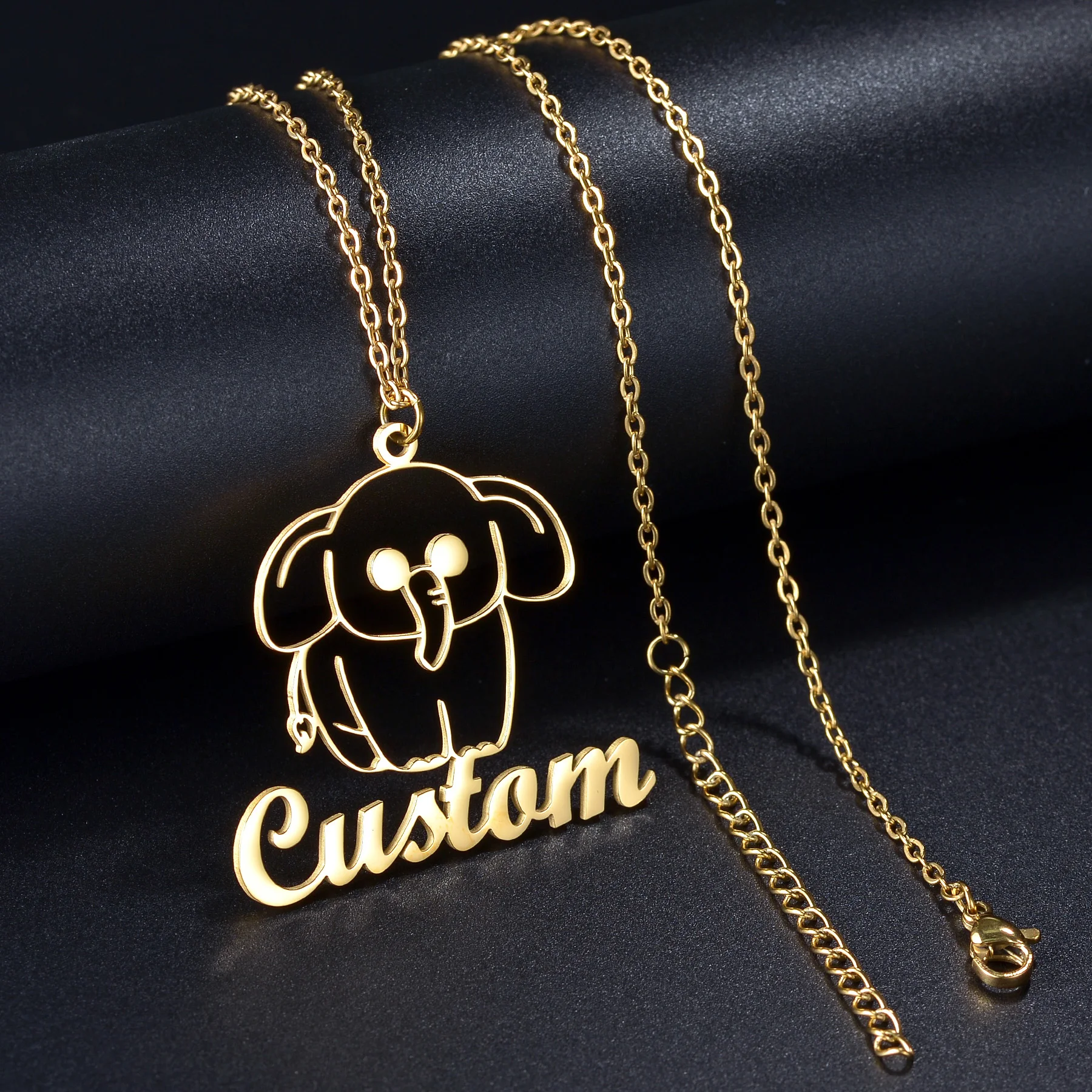 Cute Personalized Name Necklace Animal Shaped Dog Cat Lion For Girl Boy Child Stainless Steel Pendant Birthday Jewelry Gifts