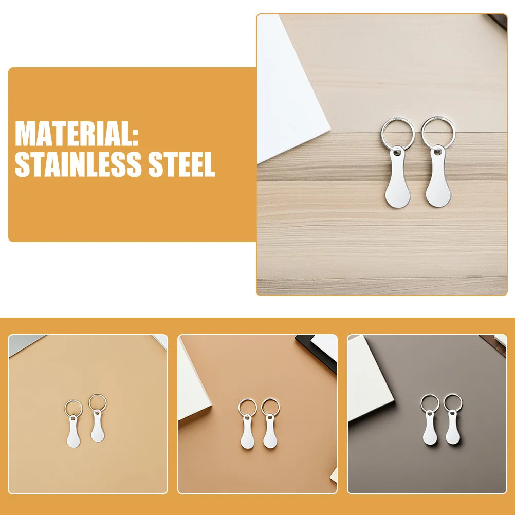 Stainless Steel Shopping Cart Tokens 9Pcs Metal Trolley Keychains Grocery Coin Key Ring Set