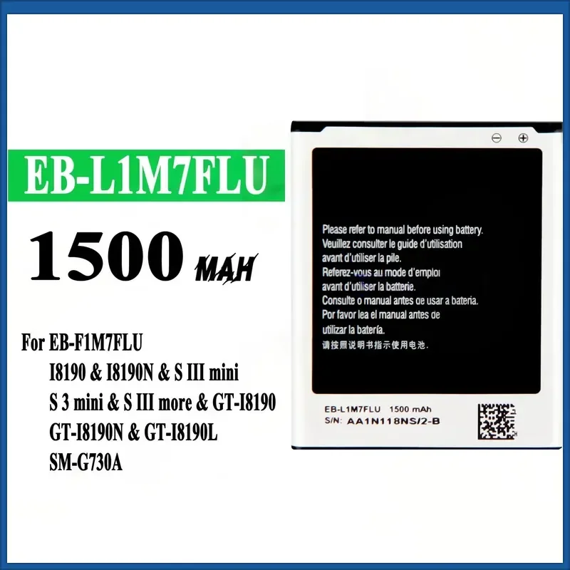 EB-L1M7FLU 1500mAh Battery for Samsung Galaxy S3 Mini I8190 I8190N Replacement Mobile Phone Battery