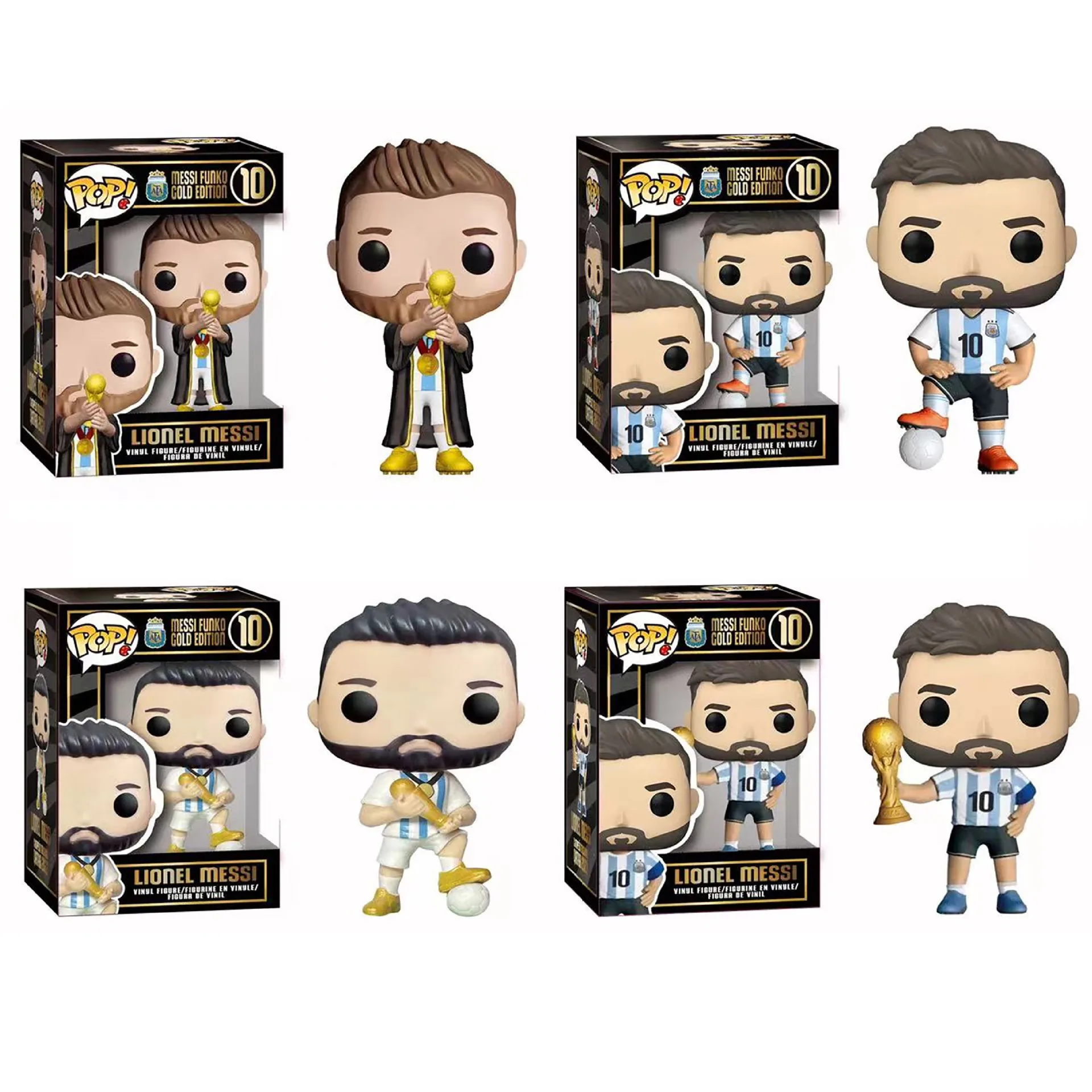 Funko Pop Anime Figure Messi Action Figure Socc Er Superstars Messi Funko Gold Edition Model Col Lection Doll Toy Christmas Gift