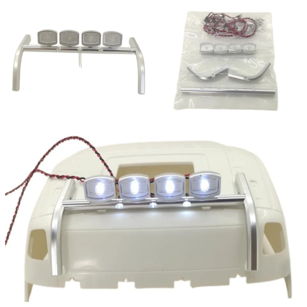 

Metal LED Front Dome Light Spotlight for Tamiya 1/14 RC Truck Volvo FH16 56360 RC Tractor Trailer Upgrade Parts