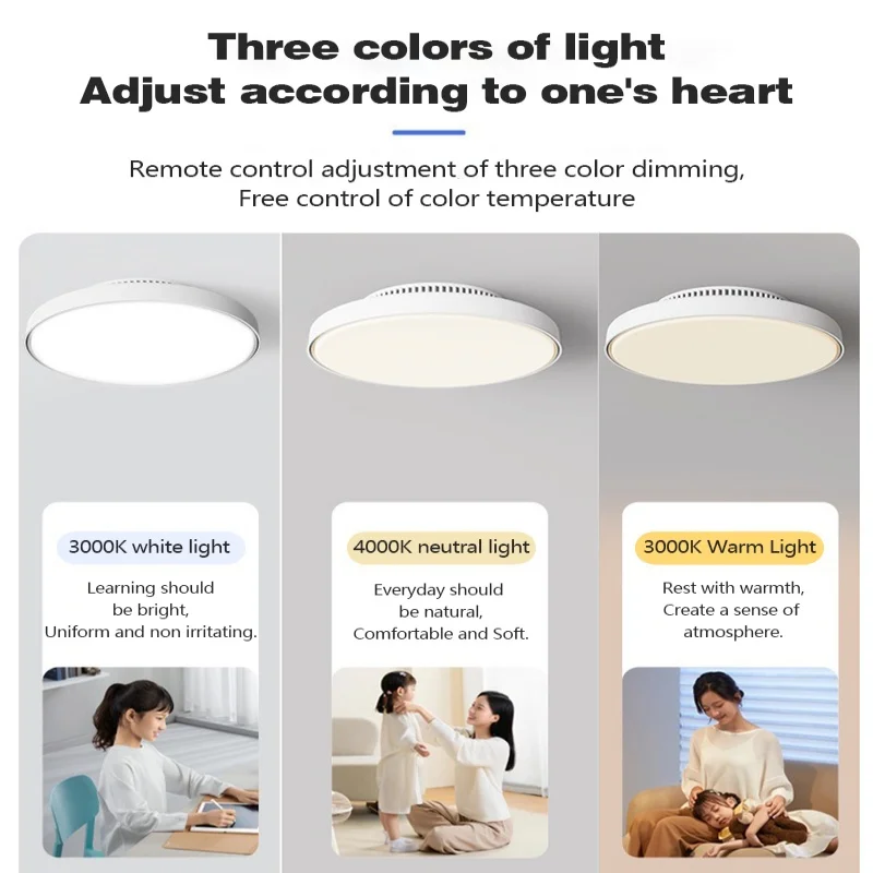 Modern LED Invisible Bladeless Ceiling Fan Light 6speed DC Variable Frequency Remote Dimming Air Circulation Fan Home Sealed Fan