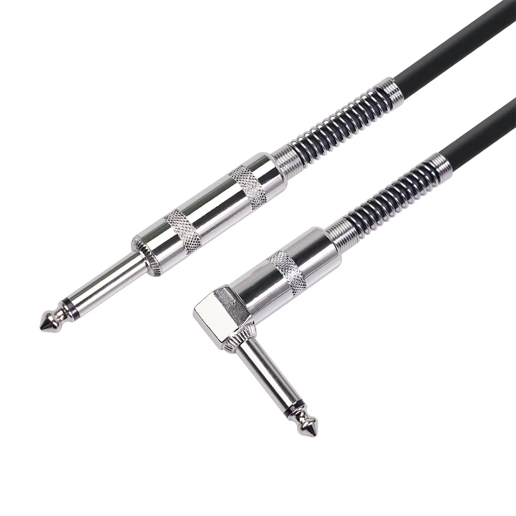 

6.35mm Nickel-plated straight head to elbow double shielded electric guitar bass keyboard audio line 3m