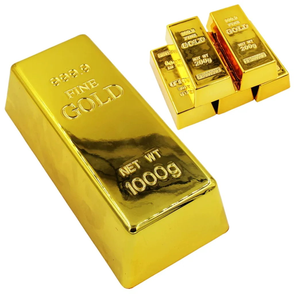 1PC Fake Gold Bar Plastic Golden Home Decor Bullion Simulation Decoration Crafts Creative Brick Toy Shop Movie Prop Novelty Gift