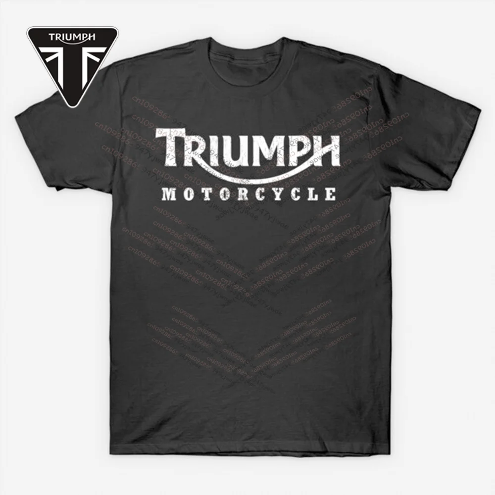 

25/26 Summer/Autumn New Triumph White Letters Motorcycle Tee Classic Men's T-shirt Personalized Loose Cotton Environmental Tops