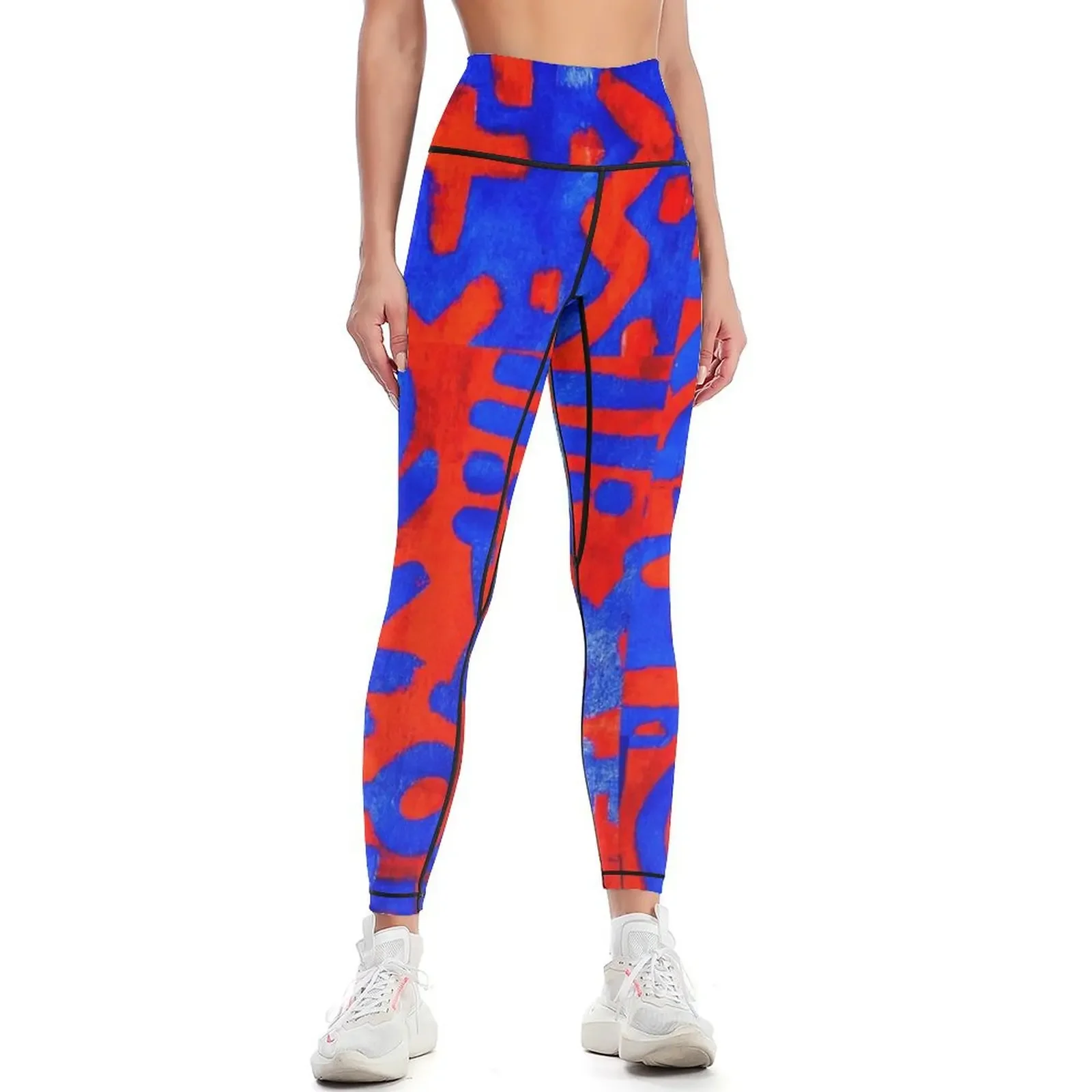 

Orange and Blue Wearable art Leggings Women's sports pants legings for fitness Women's fitness Women's push up Womens Leggings