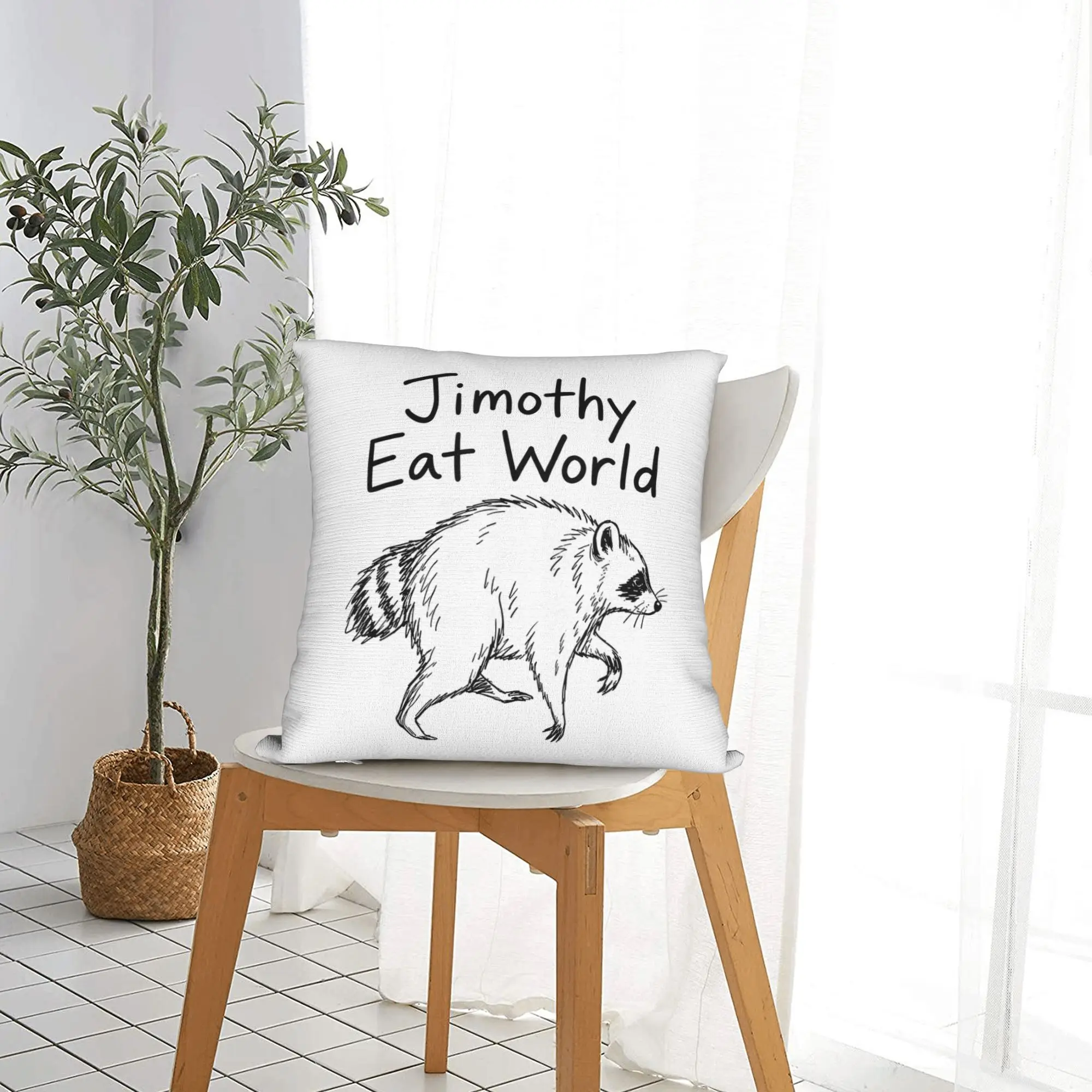 Jimothy Eat World Funny Viral Raccoon Seattle Trash Panda Square Pillow Case Polyester Throw Pillow  Custom Cushion Covers