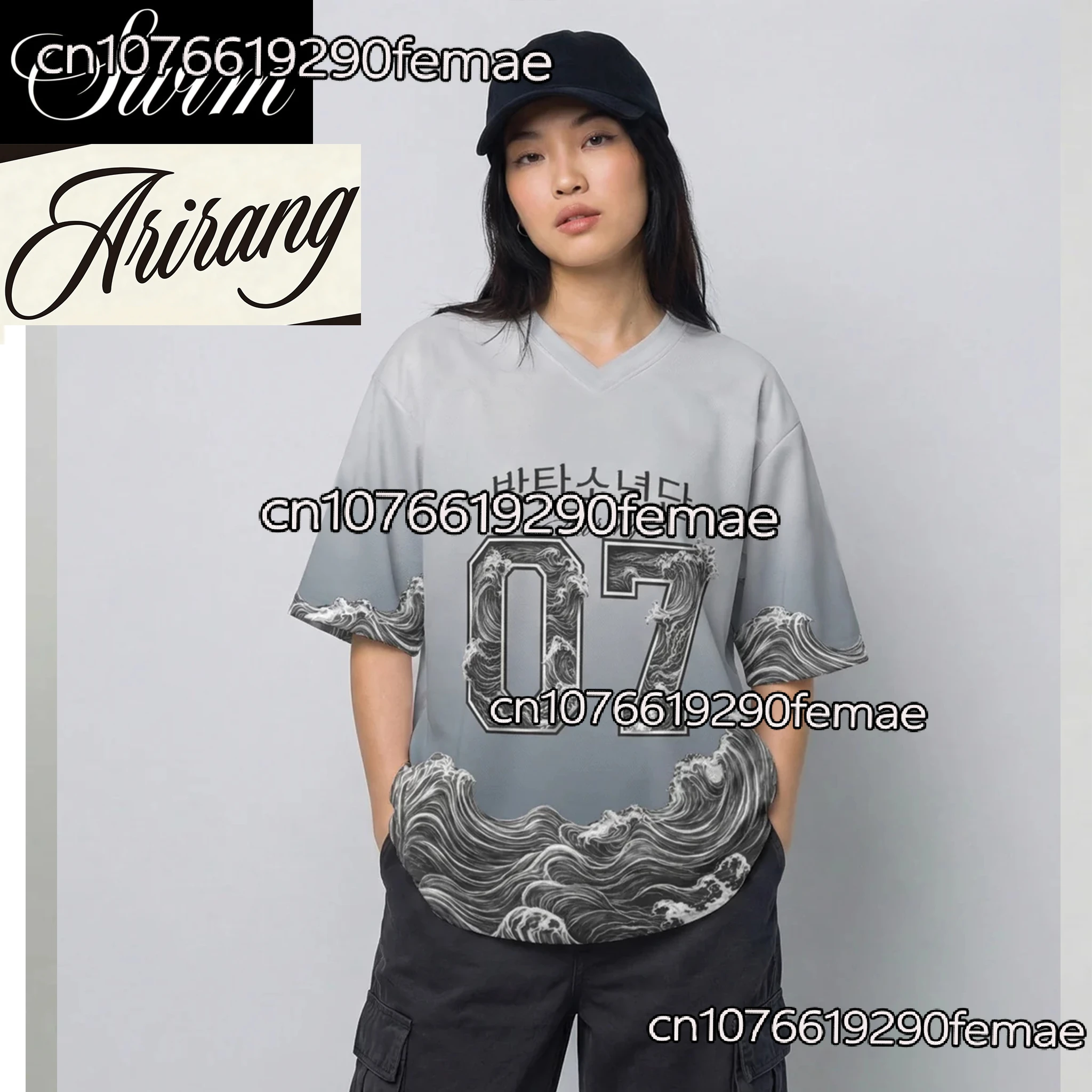 

Новая летняя футболка 2026 года для фанатов K-POP групп, женская, с коротким рукавом, с принтом волны в стиле SWIM, повседневная, универсальная, для ежедневной носки