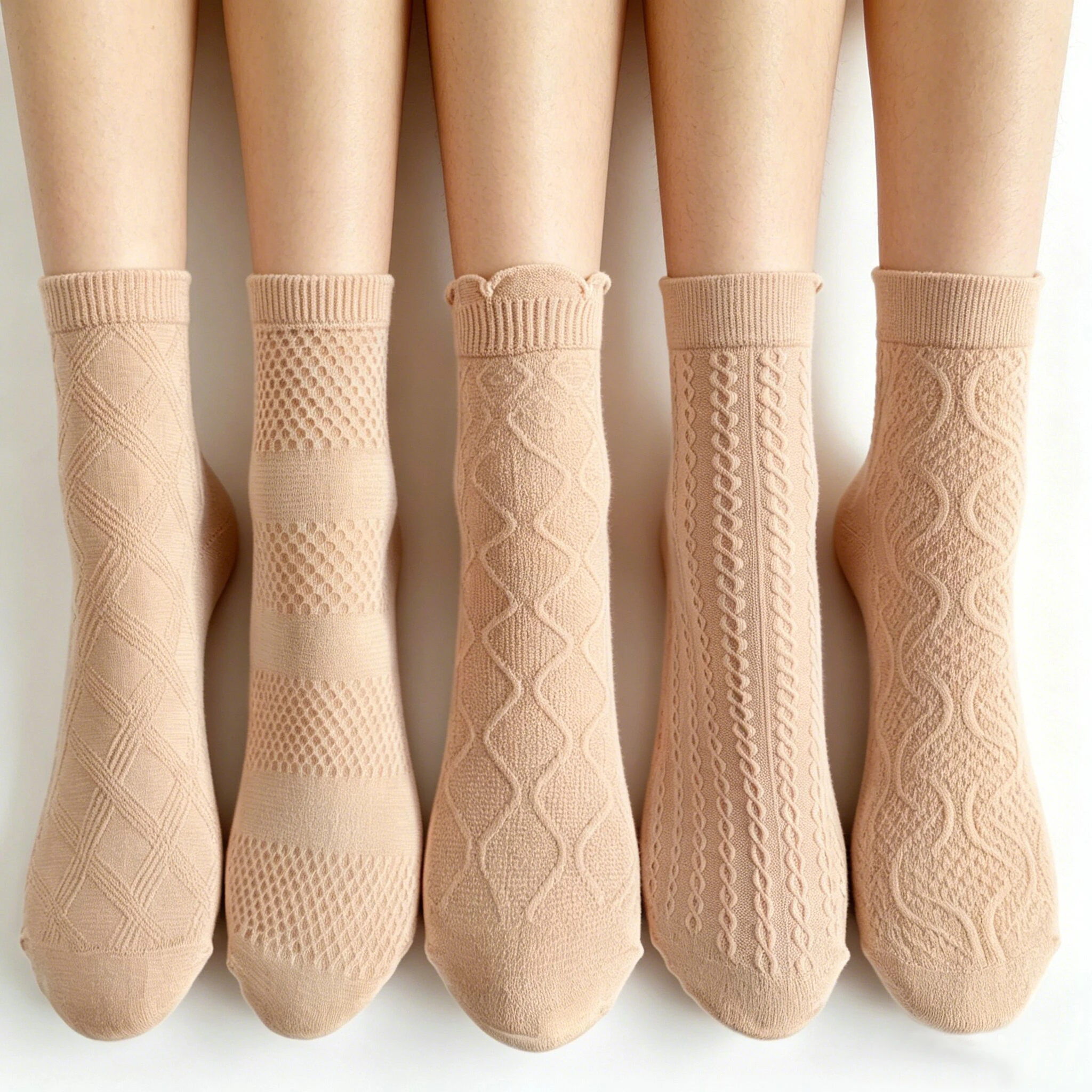 5 Paar/Packung Damen Frühling Sommer Herbst Dünne Farbverlauf Einfarbige Schlichte Süße Niedliche Socken Modische Tägliche Mikrofaser Gerippte Socken