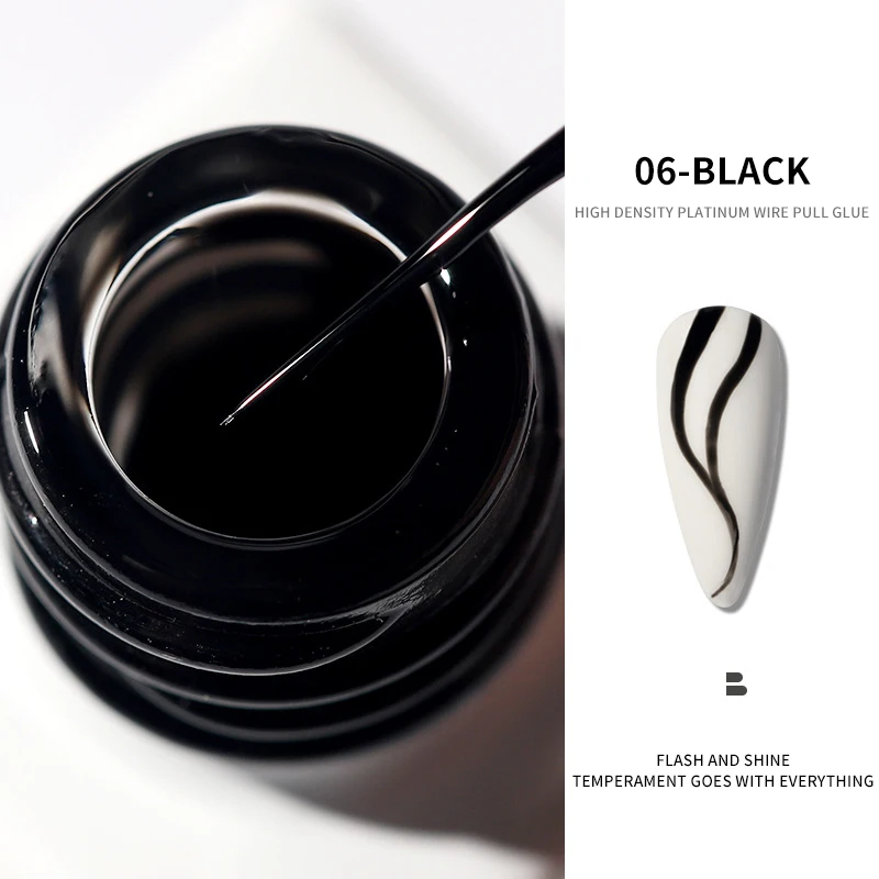 10ml Enamel Bottled Black& White Line Nail Polish Ultra-fine French Line Graffiti Painting Gel Polish DIY Stripe Line Black Gel