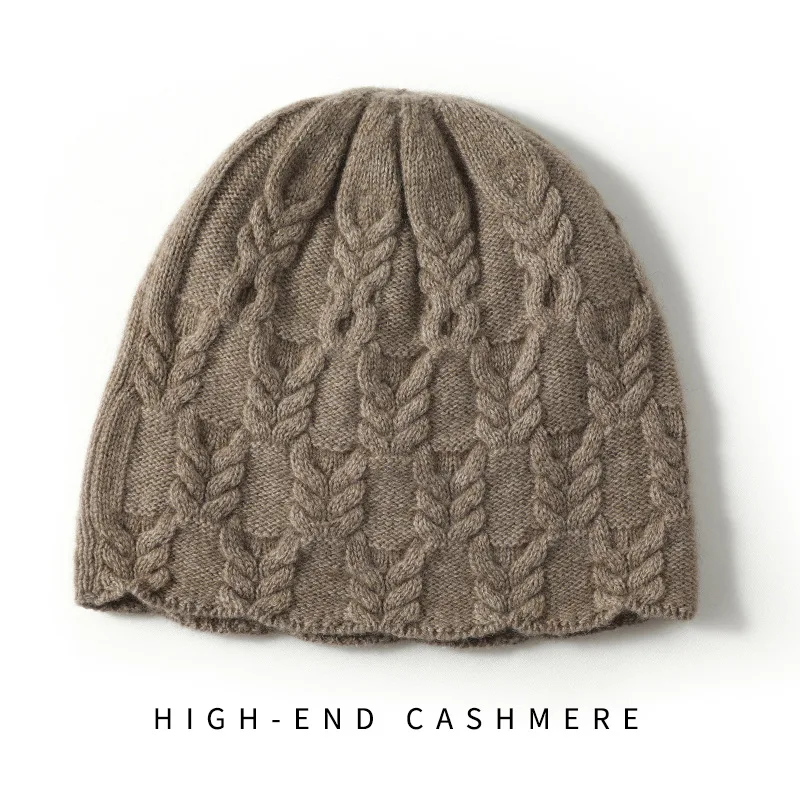 Cashmere 2023 Autumn And Winter New Women\'s High-End Solid Color Knitted Outdoor Warm Jacquard Fisherman Hat Knitted Casual Hat