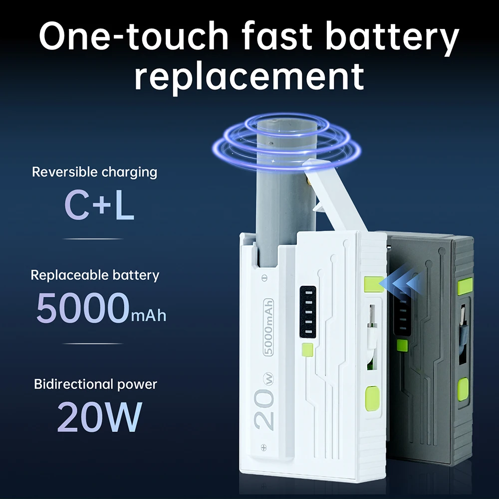 

1 Section 21700 Battery Box DIY kit With Ejector Plug Mobile Power Shell 20W Fast Charging Dual Mode DIY Assembly Kit White Gray