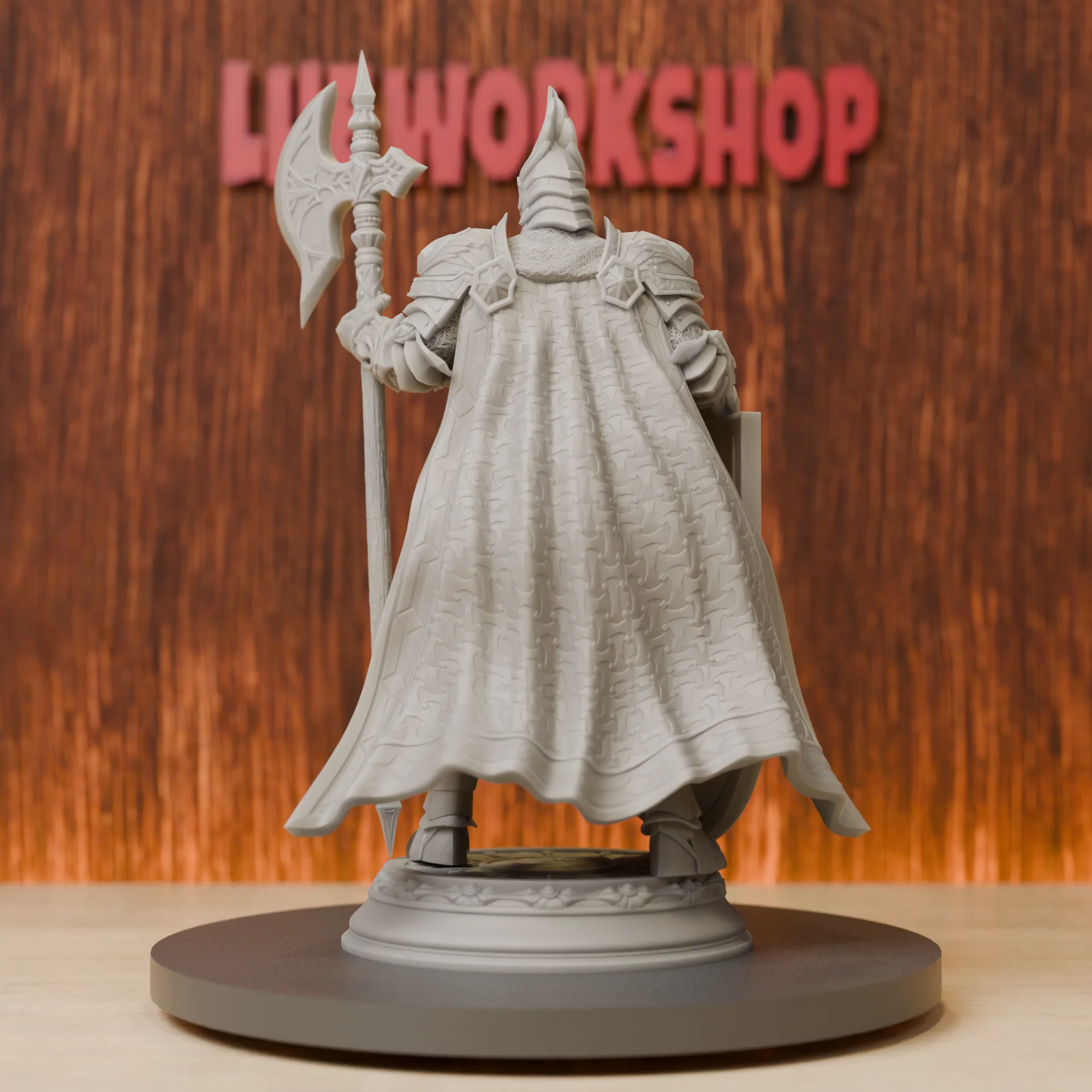 Heavy Knight Paladin Miniatures | 28mm-75mm | Resin 3D Printed DND Pathfinder Mini | Unpainted Grey