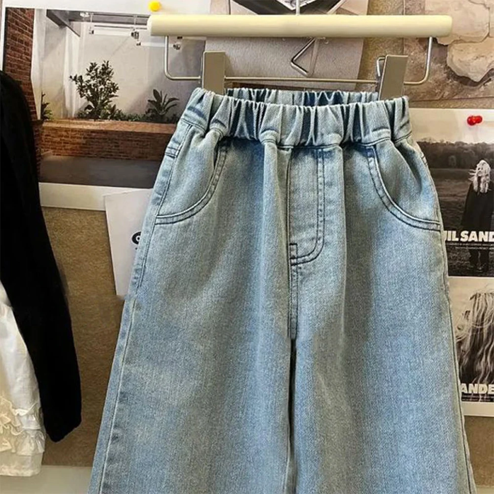 Bären führer Mädchen gerade Spitze Jeans Sommer Kinder vielseitige Hose mit weitem Bein süße Freizeit hose Mode Mädchen Jeans Kleidung