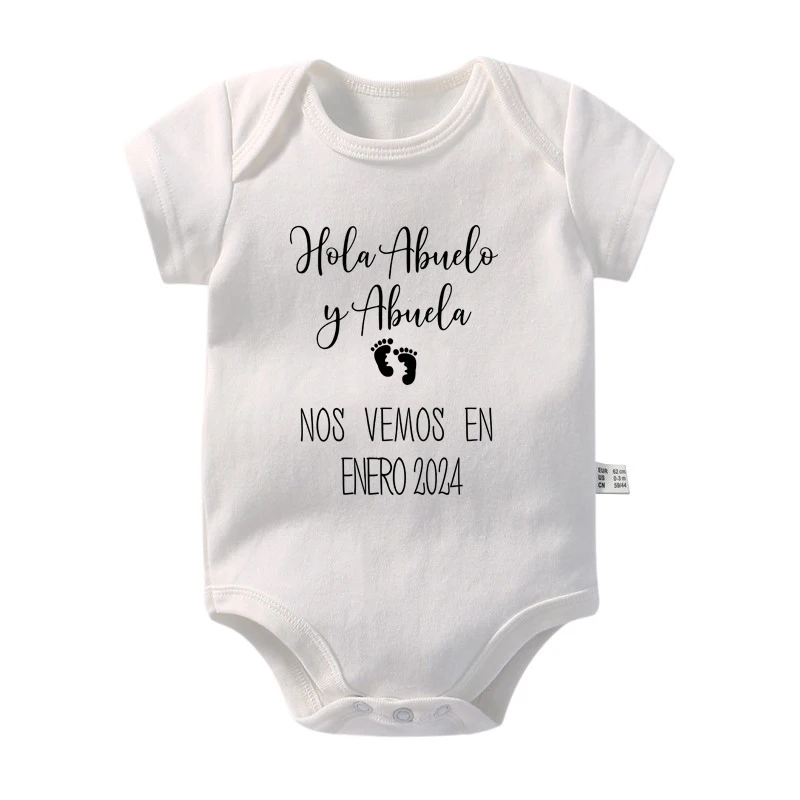 Baby Announcement Bodysuit Hola Abuelo Y Abuela Nos Vemos En Mayo 2024 Newborn Oneises Pregnancy Reveal Clothes Baby Shower Gift