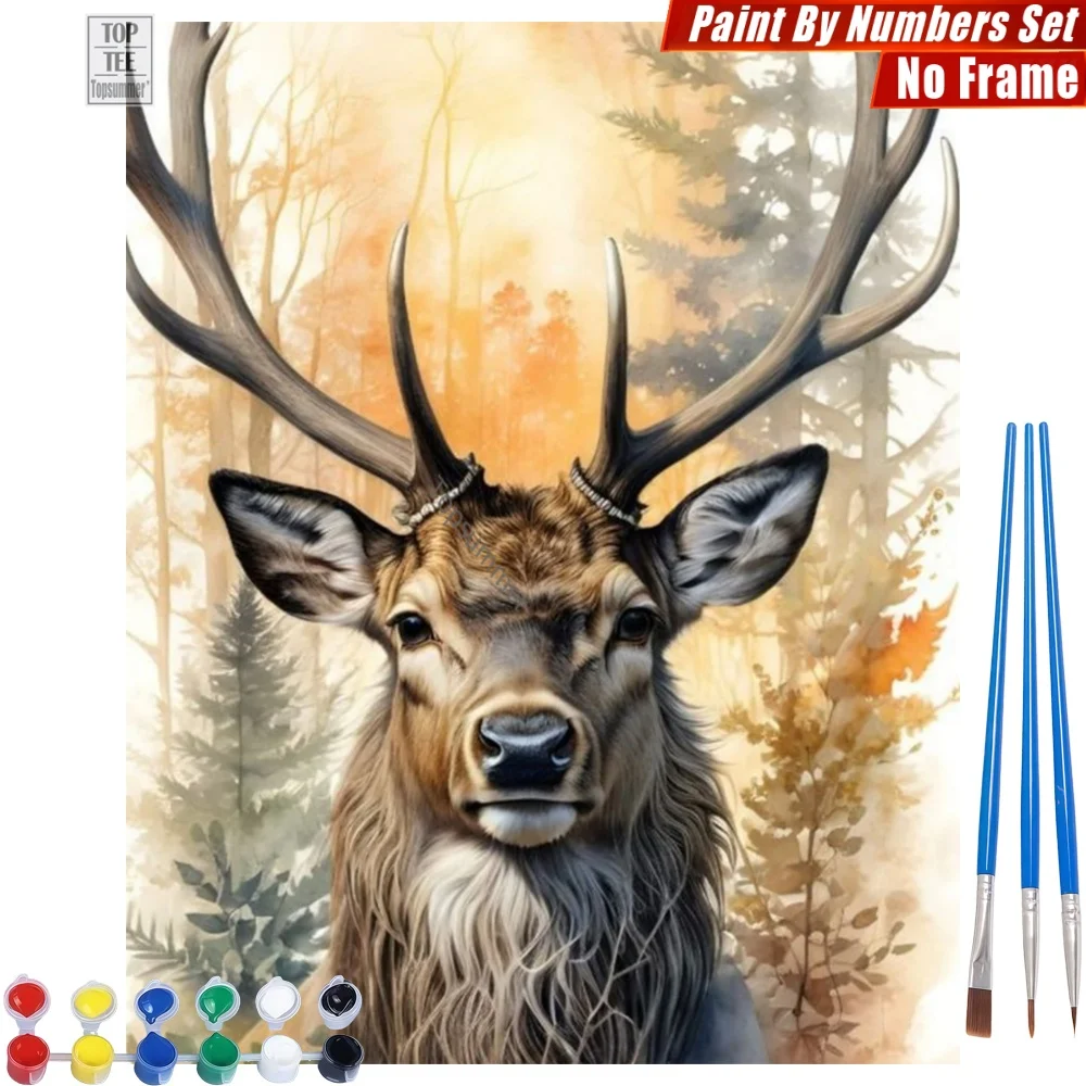 

Majestic autumn elk Digital Oil Painting Set - Orange-yellow sunlight Creative Family Fun Easter Gift For Grandma