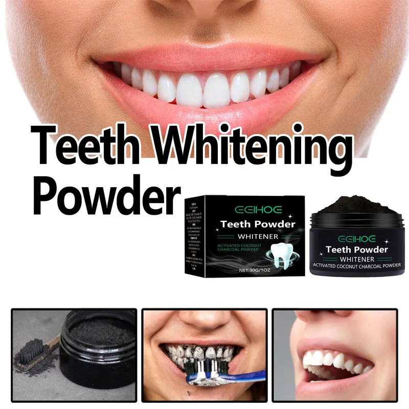 

Natural coconut charcoal teeth whitening oral cleaning powder to remove yellowing and stains, fresh breath cleaning powder
