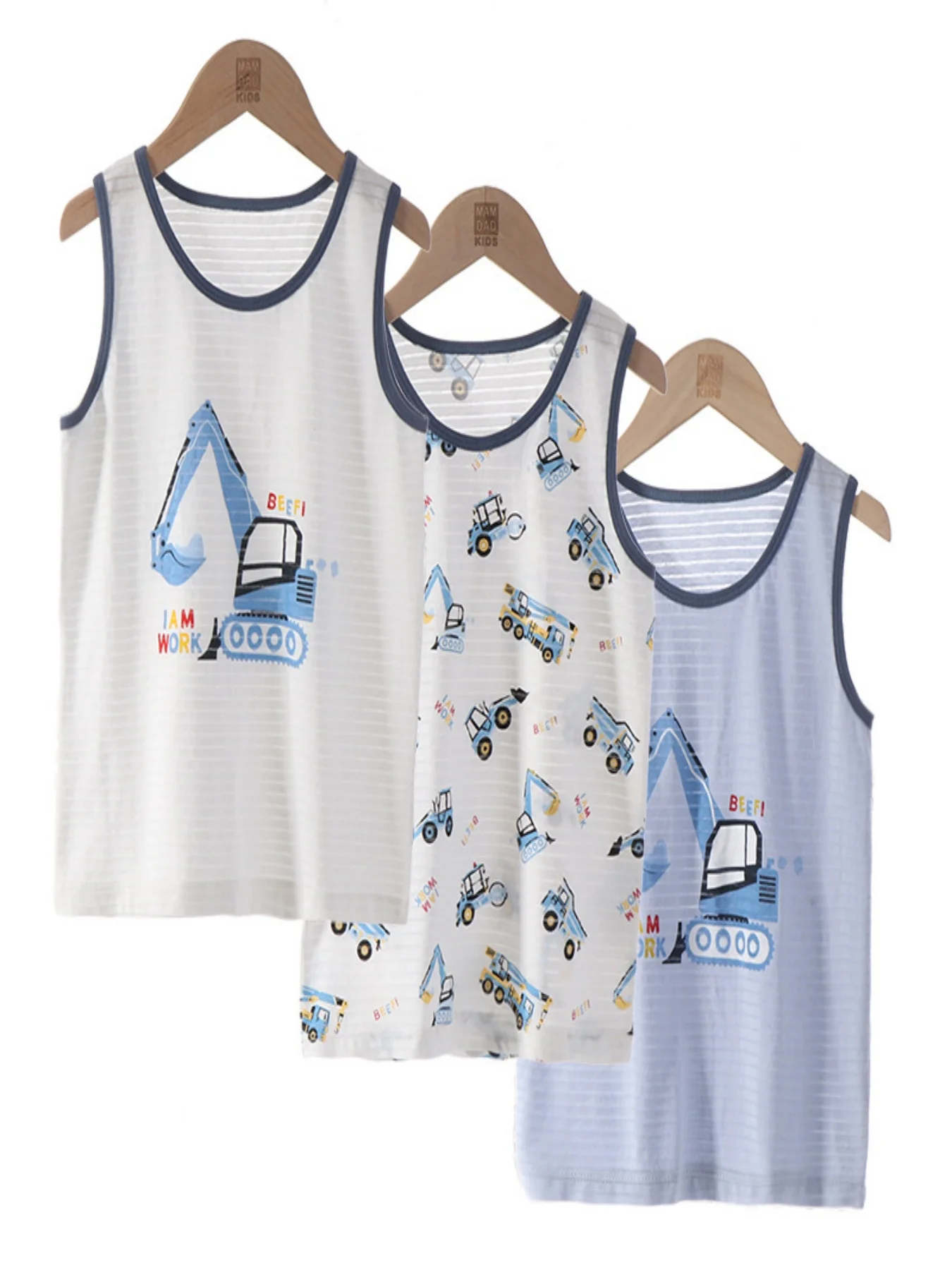 Boy Top Tanks Cartoon Dino Truck Anime Prints Cotton Underwear Kids Undershirts Cotton Tank Tops Size 3-12T Summer Home wear