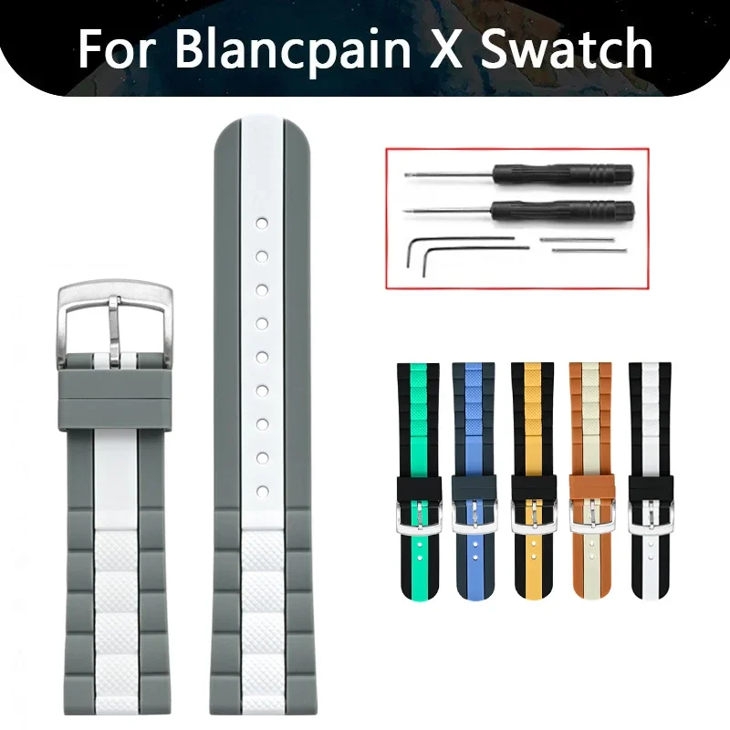 High tensile Silicone Strap for Swatch x Blancpain Fifty Fathoms 22mm Men Women Diving Sport Waterproof Rubber Watch Band