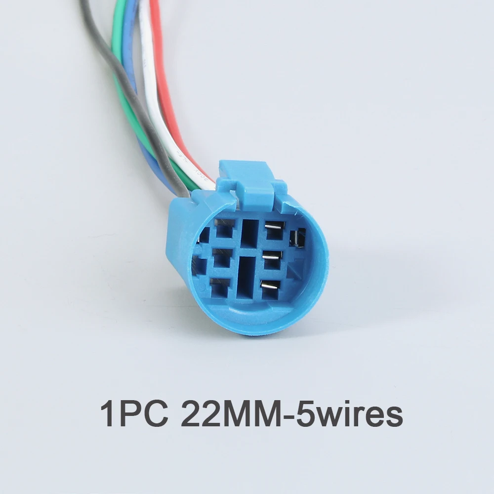 1 PC 16mm 19mm 22mm  Socket for New Type Metal Push Button Socket Wiring 5 wires Stable lamp Light Button Connector