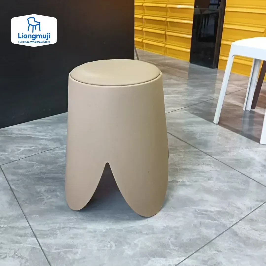 

Plastic Environmentally Friendly Dining Stool Leather Home Thickened Living Room Stable Non-slip Simple Stackable Sandalye