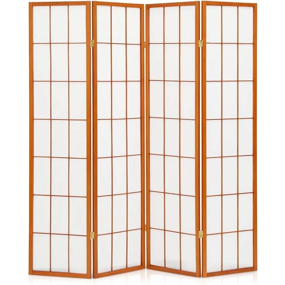 

Wood Room Divider Desk Partition Moving 4 Panel Home Office Decorative Wall Divider Walnut Soundproof Booth Partition Screen Low