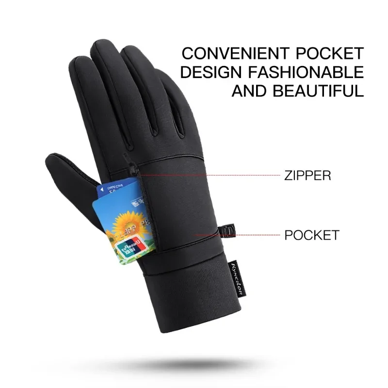 Winter Gloves Man Sports Bike Snow Bicycle Gloves Touchscreen Windstop Silicone Cycling Gloves Black Waterproof Bike Gloves