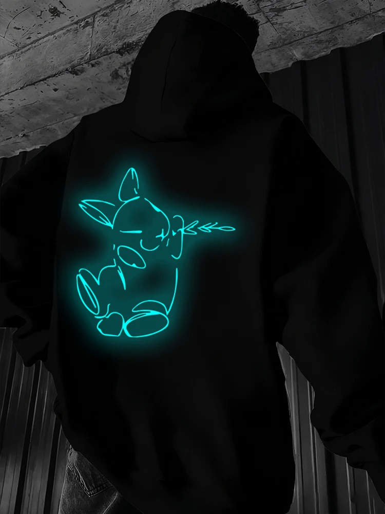 

Luminous Style Bunny Print Hoodies Fashion Easter Rabbit Spring Fun Animal Long Sleeve Streetwear Women Men Fun Animal Hoodie