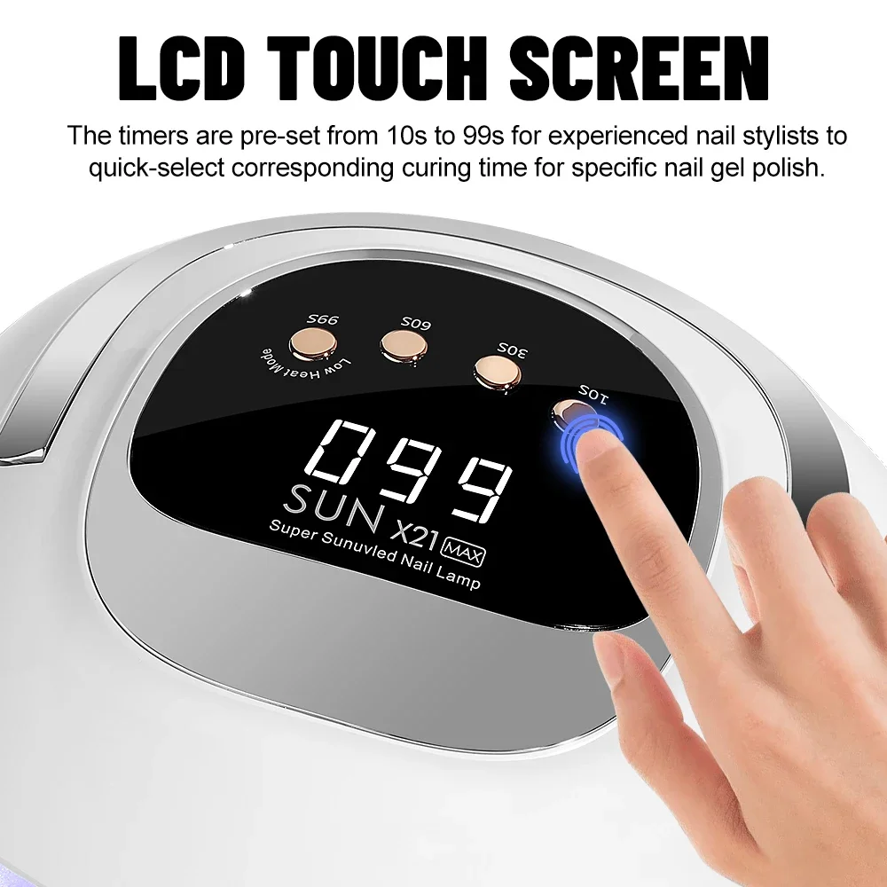 Secador de unhas poderoso com grande tela sensível ao toque, lâmpada LED para cura de esmalte, lâmpada de secagem profissional 72LEDs 320W