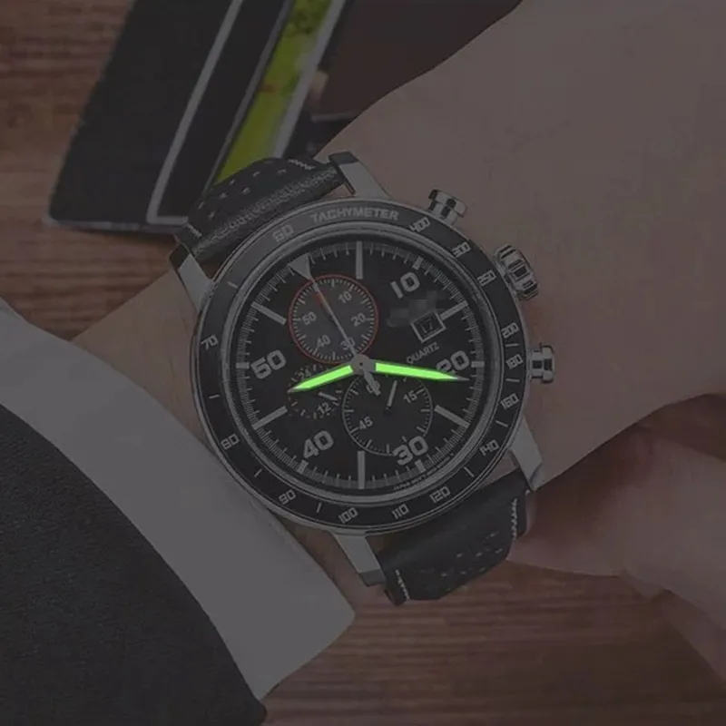 CITIZEN brycreen-reloj de cuarzo para hombre, cronógrafo de cuero, informal, de negocios, con fecha automática, Manual, con brillo de tres ojos,