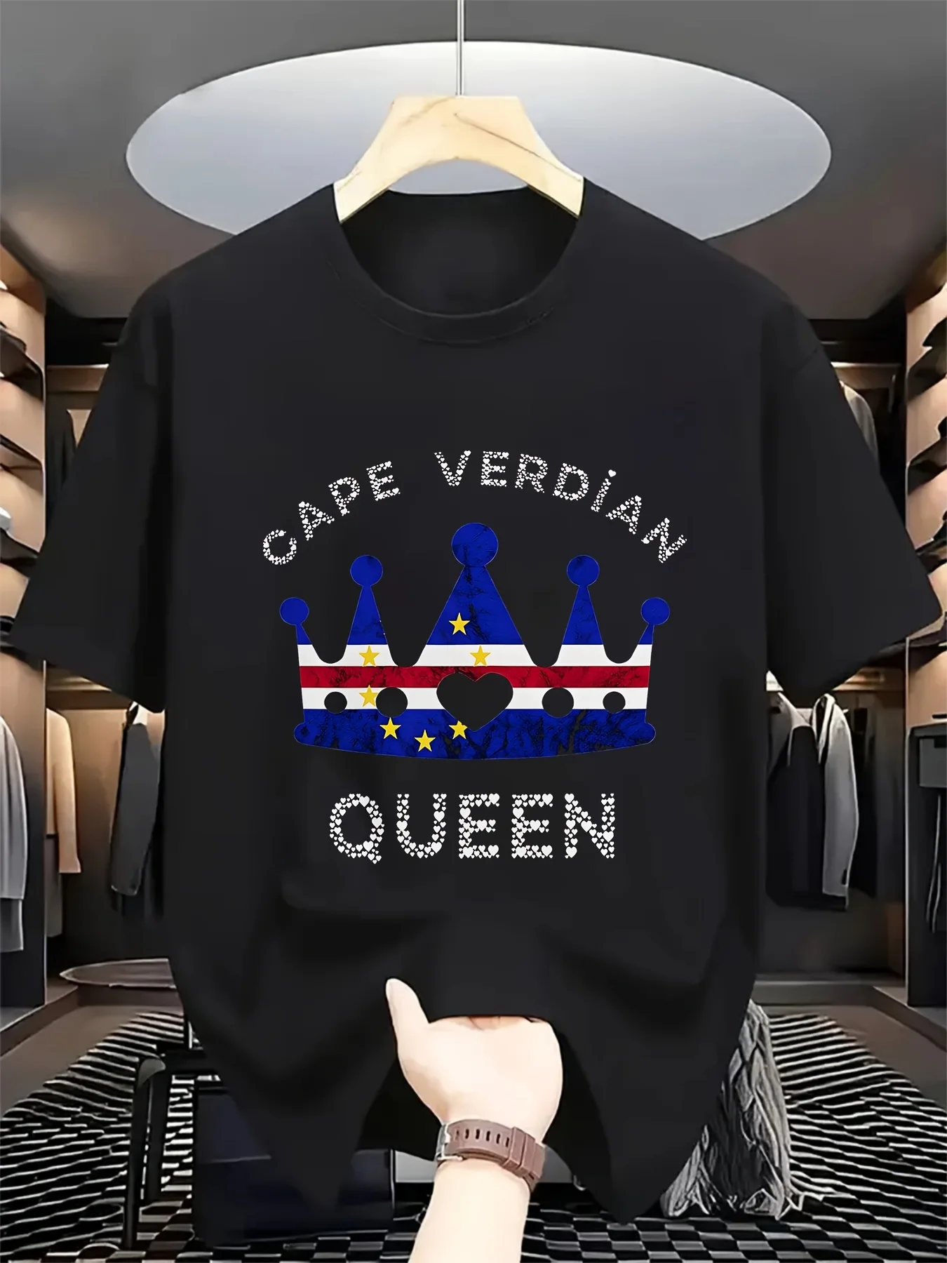 Cape Verde Queen Cape Verdean Same Style For Men And Women 2026 Summer Short-sleeved Printed T-shirt 180G