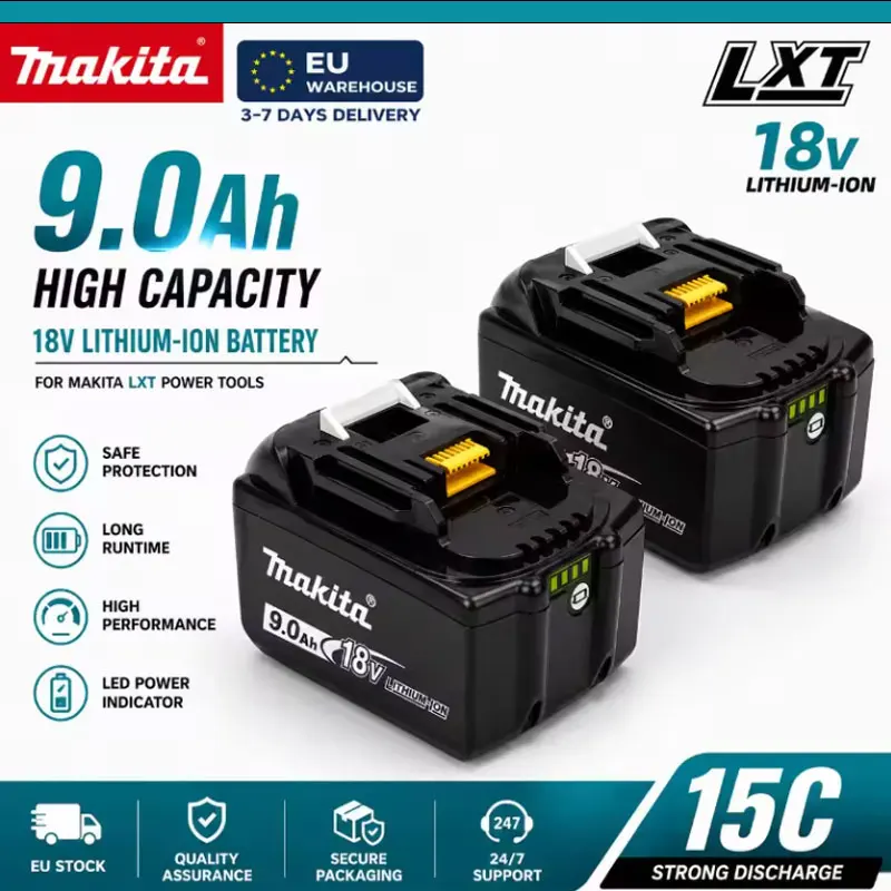 Batteria Makita 18V originale al 100%, batteria ricaricabile 9.0AH, batteria per utensili elettrici Makita BL1840 BL1830B BL1830B, caricabatterie 18V, 9000mAh