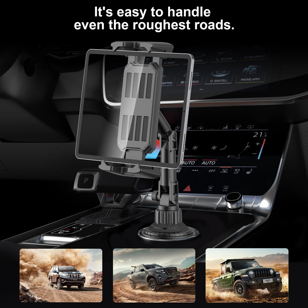 2in1 Universal Cup Holder Tablet Stand Mount Upgraded Long Neck Cup Holder iPad Holder 360º Rotating for All Cellphones/Tablets